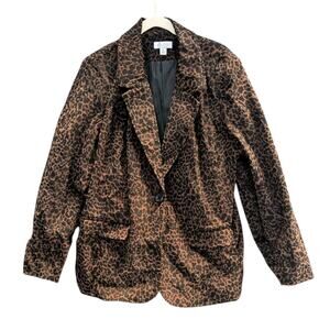 Denim + Company D & Co Size XL Velvet Leopard Animal Print Blazer Jacket B